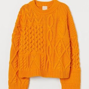 H&M Orange Cable Knit Sweater